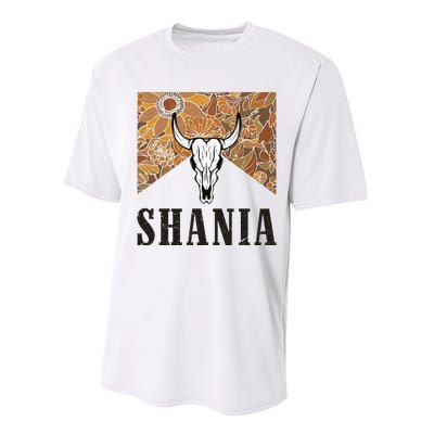 Howdy Shania Name Bull Skull Punchy Western Cowgirl Style Performance Sprint T-Shirt