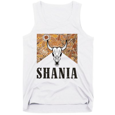 Howdy Shania Name Bull Skull Punchy Western Cowgirl Style Tank Top