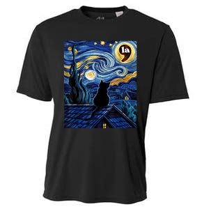 Halloween Starry Night Black Cat Comma La Kamala Harris Cooling Performance Crew T-Shirt