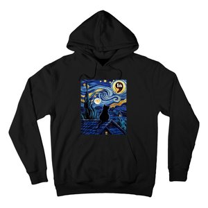 Halloween Starry Night Black Cat Comma La Kamala Harris Hoodie