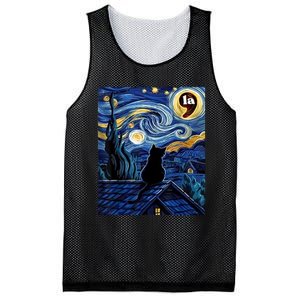 Halloween Starry Night Black Cat Comma La Kamala Harris Mesh Reversible Basketball Jersey Tank