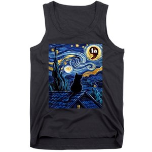 Halloween Starry Night Black Cat Comma La Kamala Harris Tank Top