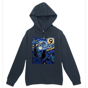 Halloween Starry Night Black Cat Comma La Kamala Harris Urban Pullover Hoodie