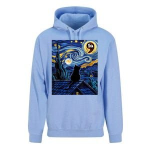 Halloween Starry Night Black Cat Comma La Kamala Harris Unisex Surf Hoodie