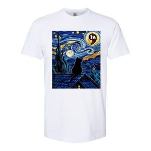 Halloween Starry Night Black Cat Comma La Kamala Harris Softstyle CVC T-Shirt