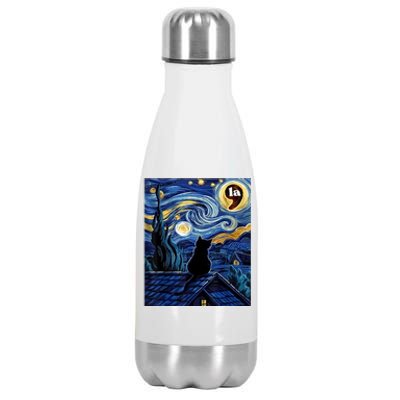 Halloween Starry Night Black Cat Comma La Kamala Harris Stainless Steel Insulated Water Bottle