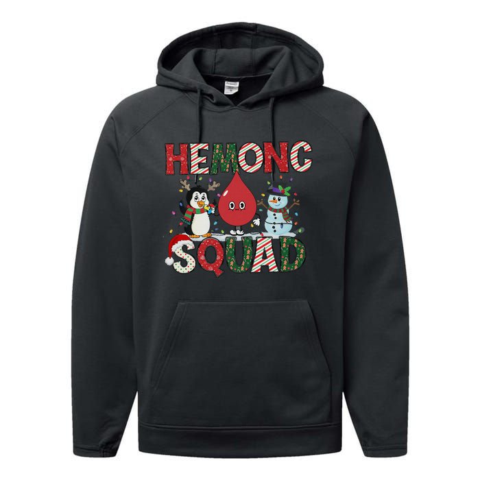 Hemonc Squad Nurse Christmas Hematology Oncology Hem Onc Performance Fleece Hoodie