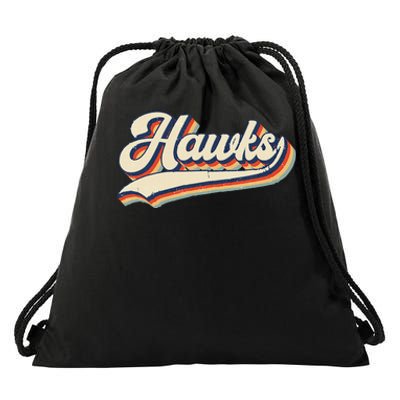 Hawks Sports Name Vintage Retro Drawstring Bag