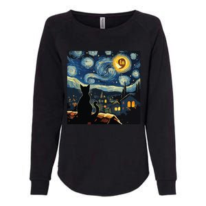 Halloween Starry Night Black Cat Comma La Kamala Harris Womens California Wash Sweatshirt