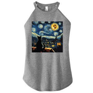 Halloween Starry Night Black Cat Comma La Kamala Harris Women's Perfect Tri Rocker Tank