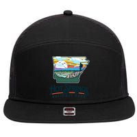 Hot Springs National Park Arkansas Nature Illustration  7 Panel Mesh Trucker Snapback Hat