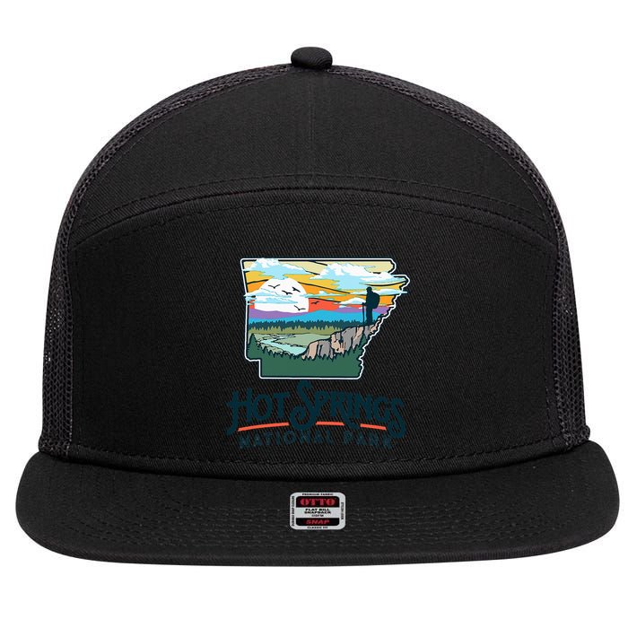 Hot Springs National Park Arkansas Nature Illustration  7 Panel Mesh Trucker Snapback Hat