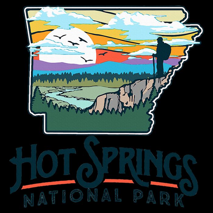 Hot Springs National Park Arkansas Nature Illustration  16 in Basic Backpack