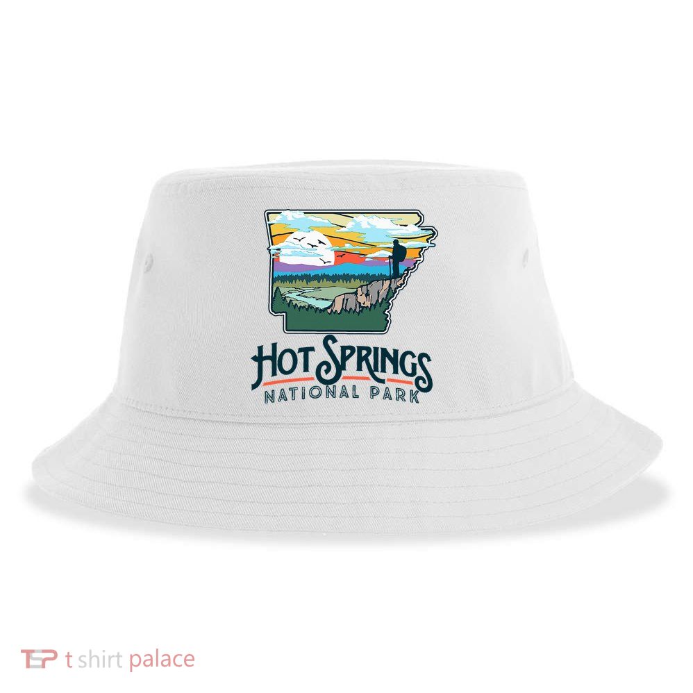 Hot Springs National Park Arkansas Nature Illustration  Sustainable Bucket Hat