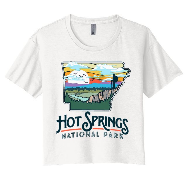 Hot Springs National Park Arkansas Nature Illustration  Crop Top