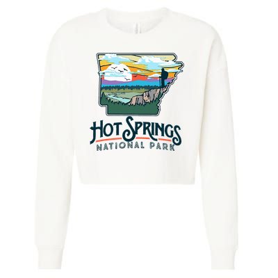 Hot Springs National Park Arkansas Nature Illustration  Cropped Pullover Crew