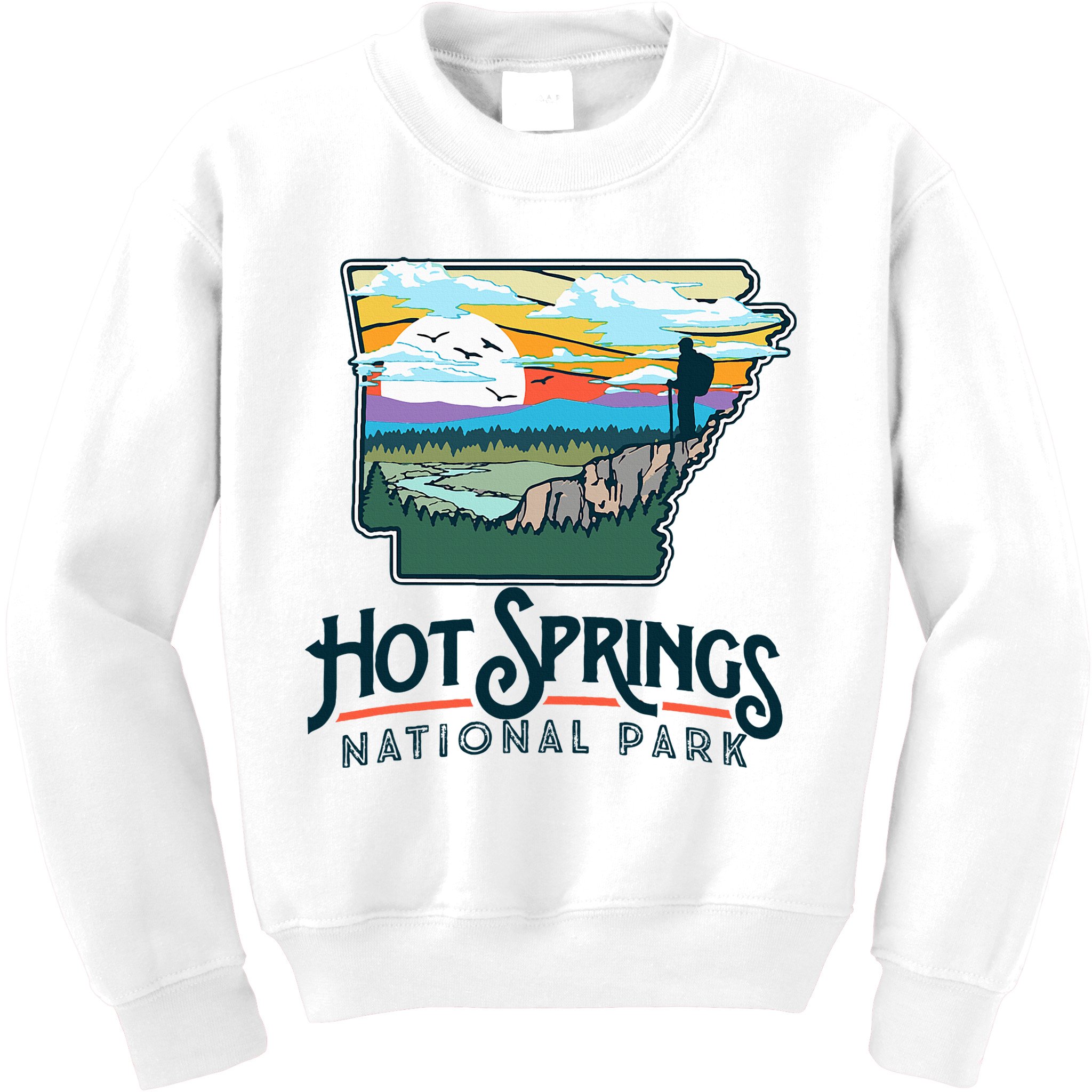 Hot Springs National Park Arkansas Nature Illustration  Kids Sweatshirt