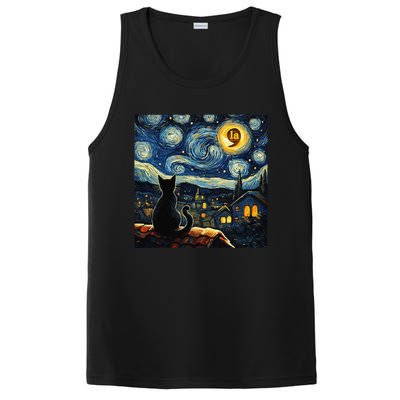 Halloween Starry Night Black Cat Comma La Kamala Harris Gift PosiCharge Competitor Tank