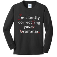 High School Nerd Math I Am Silently Correcting Your Grammar Kids Long Sleeve Shirt