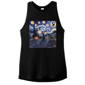 Halloween Starry Night Comma La Black Cat Kamala Harris Moon Ladies PosiCharge Tri-Blend Wicking Tank