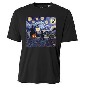 Halloween Starry Night Comma La Black Cat Kamala Harris Moon Cooling Performance Crew T-Shirt