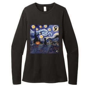 Halloween Starry Night Comma La Black Cat Kamala Harris Moon Womens CVC Long Sleeve Shirt