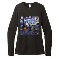 Halloween Starry Night Comma La Black Cat Kamala Harris Moon Womens CVC Long Sleeve Shirt