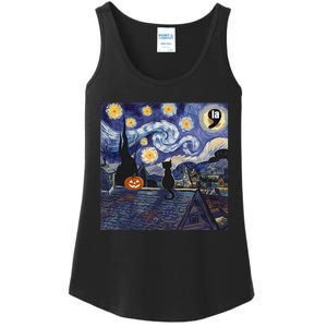 Halloween Starry Night Comma La Black Cat Kamala Harris Moon Ladies Essential Tank