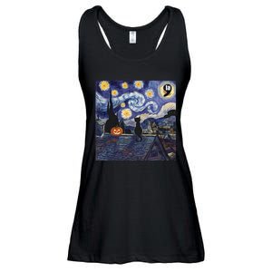 Halloween Starry Night Comma La Black Cat Kamala Harris Moon Ladies Essential Flowy Tank