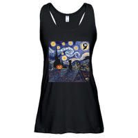 Halloween Starry Night Comma La Black Cat Kamala Harris Moon Ladies Essential Flowy Tank