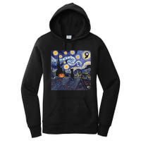 Halloween Starry Night Comma La Black Cat Kamala Harris Moon Women's Pullover Hoodie