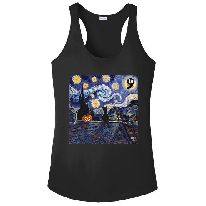 Halloween Starry Night Comma La Black Cat Kamala Harris Moon Ladies PosiCharge Competitor Racerback Tank