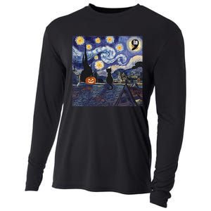 Halloween Starry Night Comma La Black Cat Kamala Harris Moon Cooling Performance Long Sleeve Crew