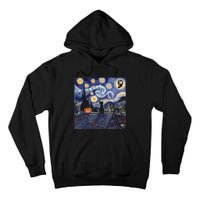 Halloween Starry Night Comma La Black Cat Kamala Harris Moon Tall Hoodie