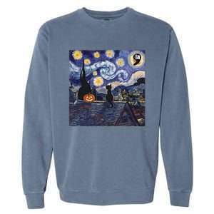 Halloween Starry Night Comma La Black Cat Kamala Harris Moon Garment-Dyed Sweatshirt