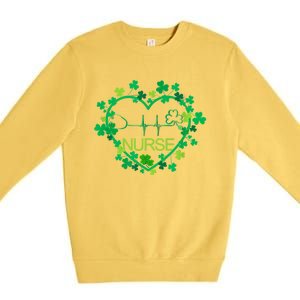 Heart Shamrock Nurse St Patricks Day Nursing Gift Premium Crewneck Sweatshirt