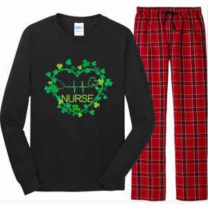 Heart Shamrock Nurse St Patricks Day Nursing Gift Long Sleeve Pajama Set