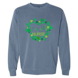 Heart Shamrock Nurse St Patricks Day Nursing Gift Garment-Dyed Sweatshirt