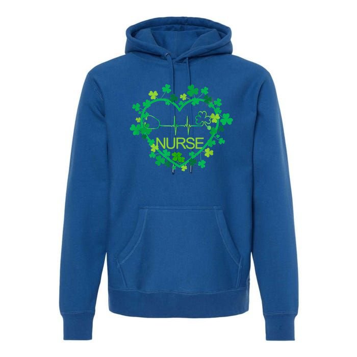 Heart Shamrock Nurse St Patricks Day Nursing Gift Premium Hoodie