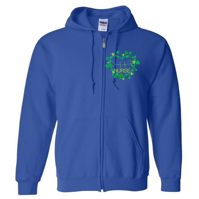 Heart Shamrock Nurse St Patricks Day Nursing Gift Full Zip Hoodie