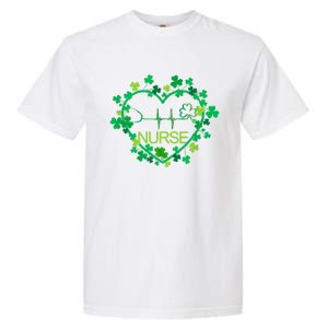 Heart Shamrock Nurse St Patricks Day Nursing Gift Garment-Dyed Heavyweight T-Shirt