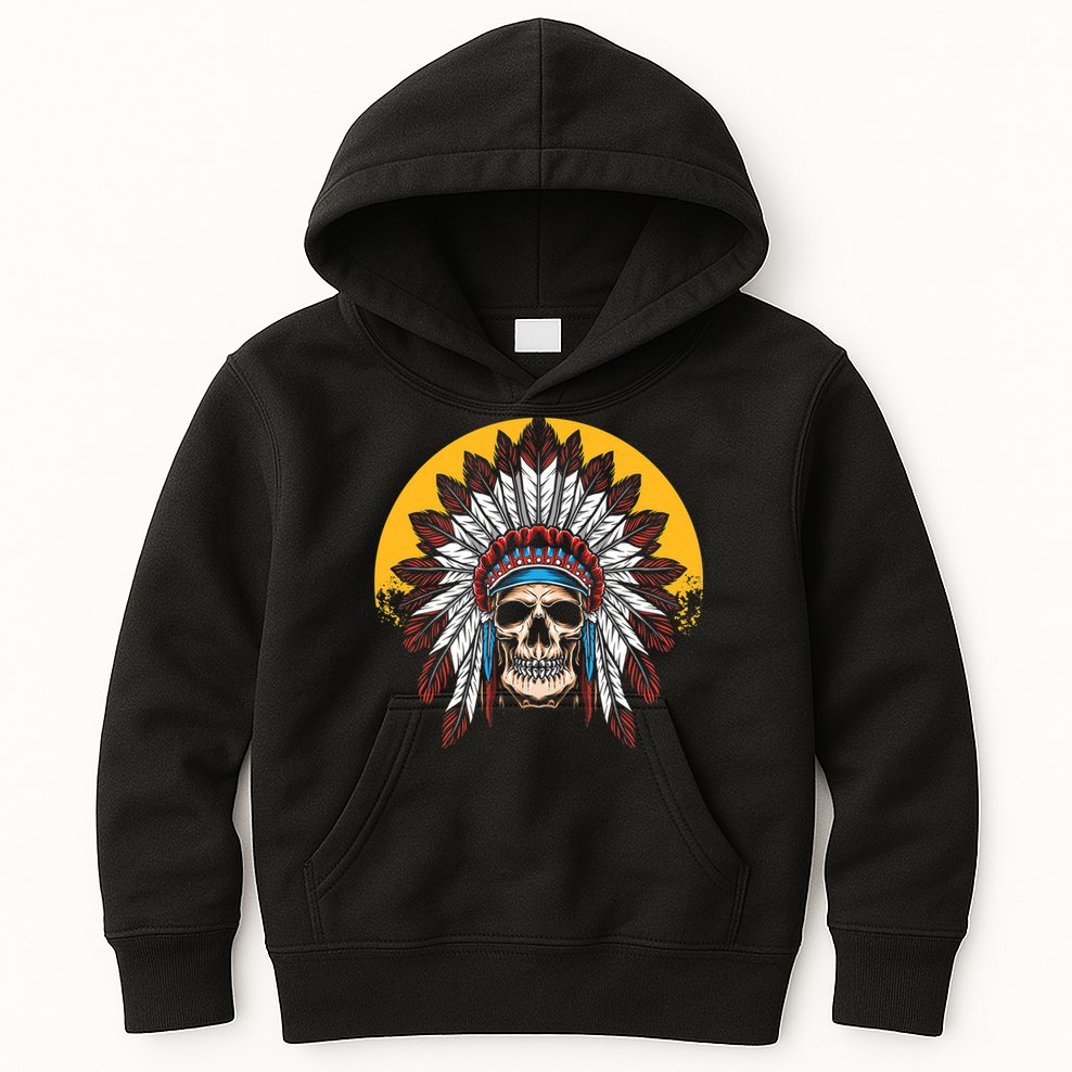 Headdress Skull Native American Heritage Native American Kids Hoodie