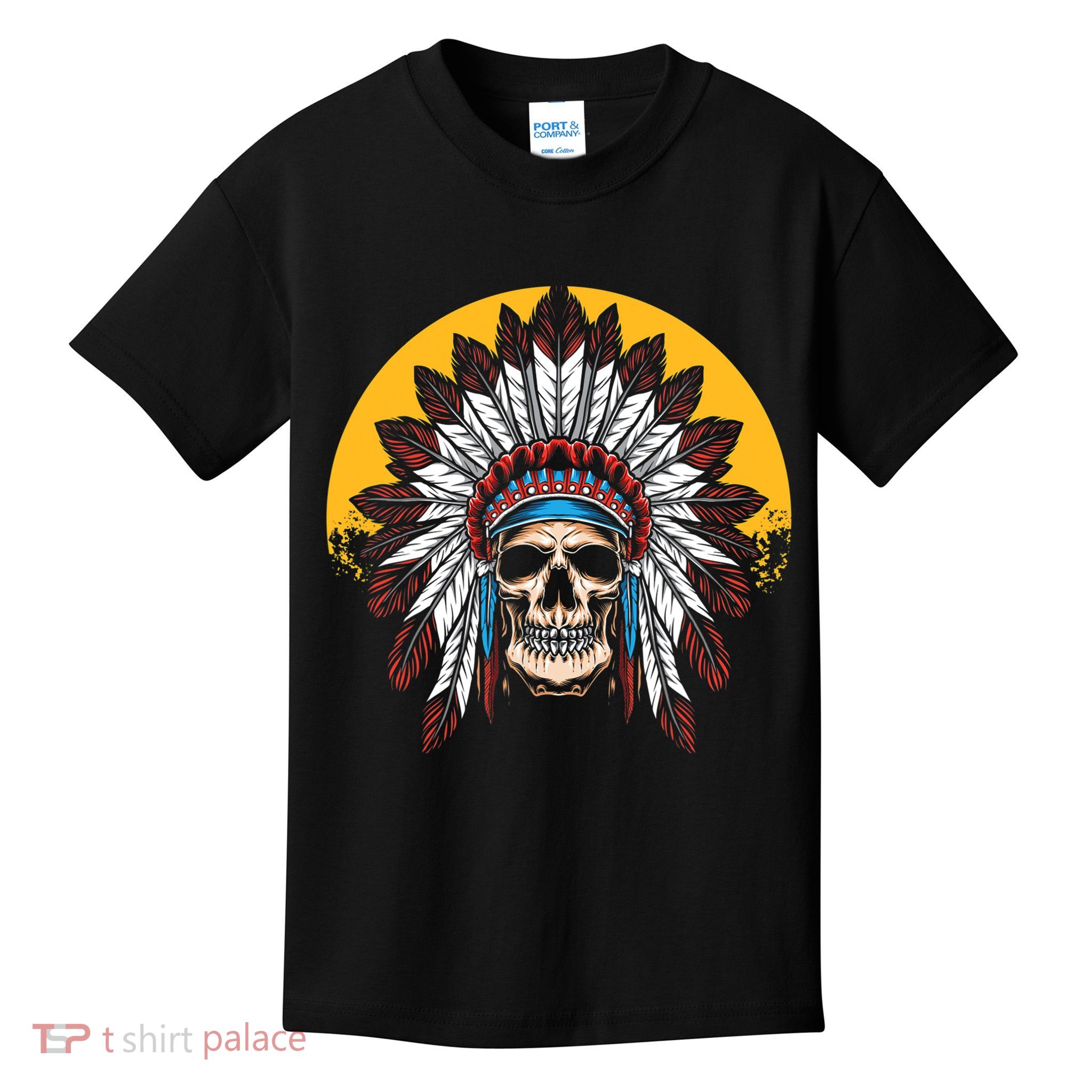 Headdress Skull Native American Heritage Native American Kids T-Shirt