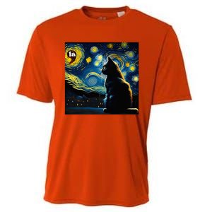 Halloween Starry Night Black Cat Comma La Kamala Harris Cooling Performance Crew T-Shirt