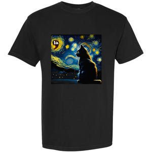 Halloween Starry Night Black Cat Comma La Kamala Harris Garment-Dyed Heavyweight T-Shirt