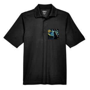 Halloween Starry Night Black Cat Comma La Kamala Harris Men's Origin Performance Pique Polo