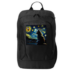 Halloween Starry Night Black Cat Comma La Kamala Harris City Backpack