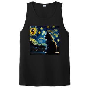 Halloween Starry Night Black Cat Comma La Kamala Harris PosiCharge Competitor Tank