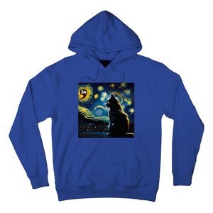 Halloween Starry Night Black Cat Comma La Kamala Harris Hoodie