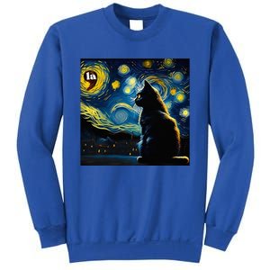 Halloween Starry Night Black Cat Comma La Kamala Harris Sweatshirt